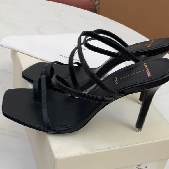 Black suede studio Cindy Sandal heels size: 8.5 - Picture 6 of 12
